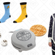 Star Trek Socks 3-pack, $15 | Fiendish Japanese Pocket Puzzles, $12 | Death Star Waffle Maker, $40 | Constellations Draped Ladies’ Hooded Cardigan, $50